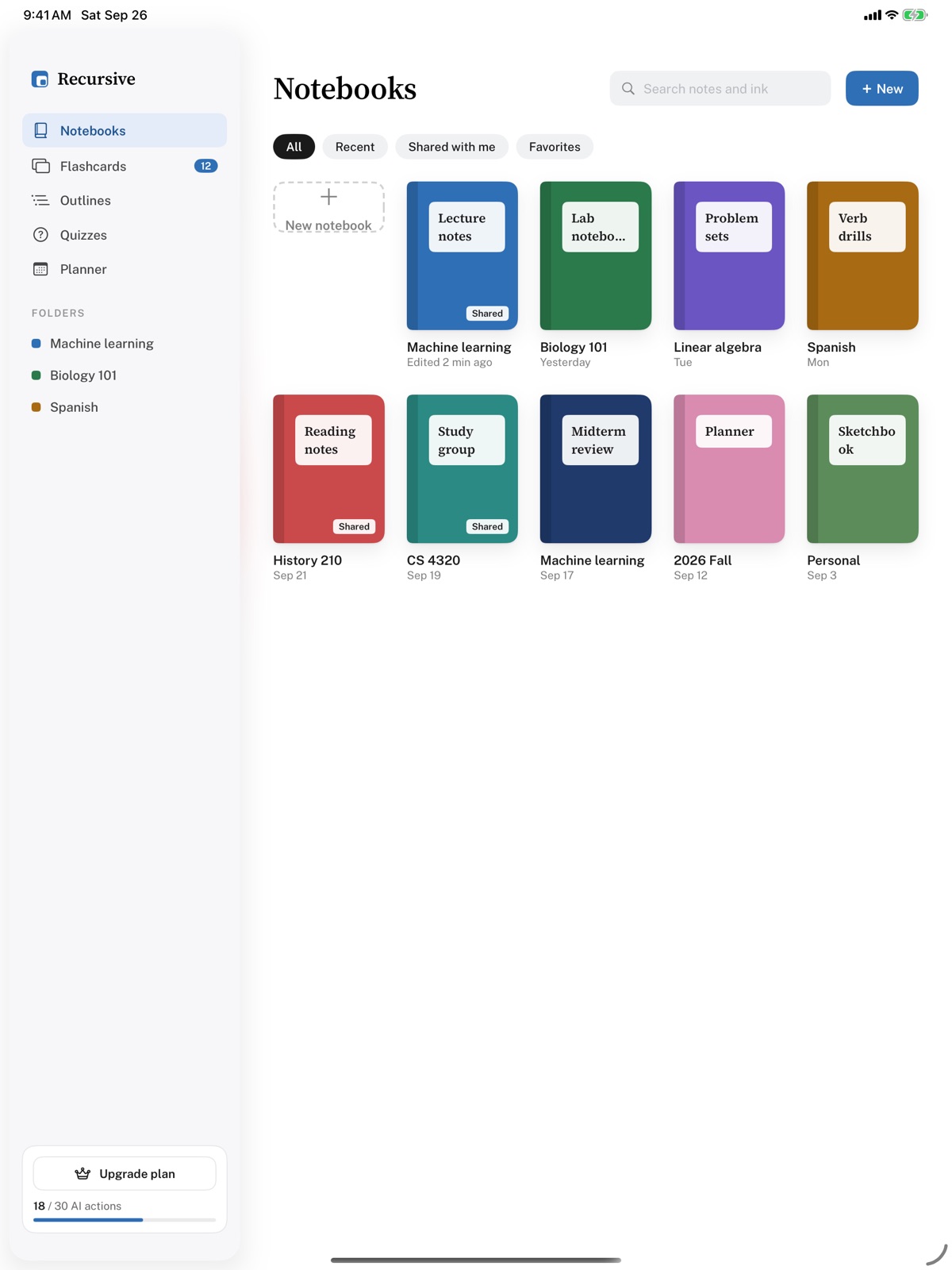 Notebook library on iPad