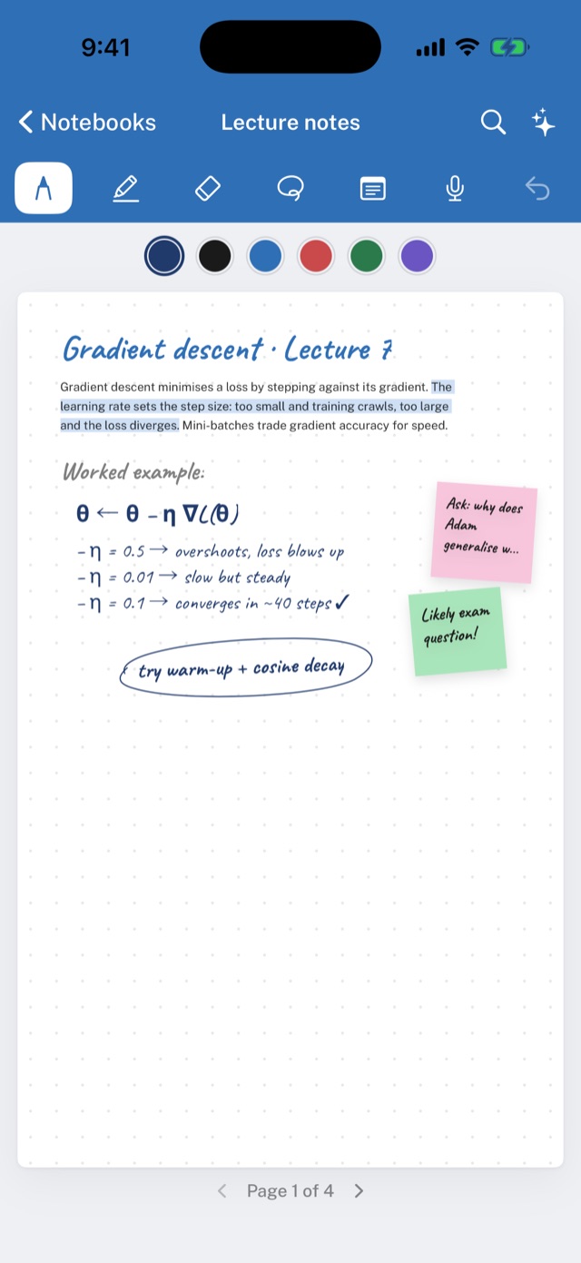 The same notebook on iPhone